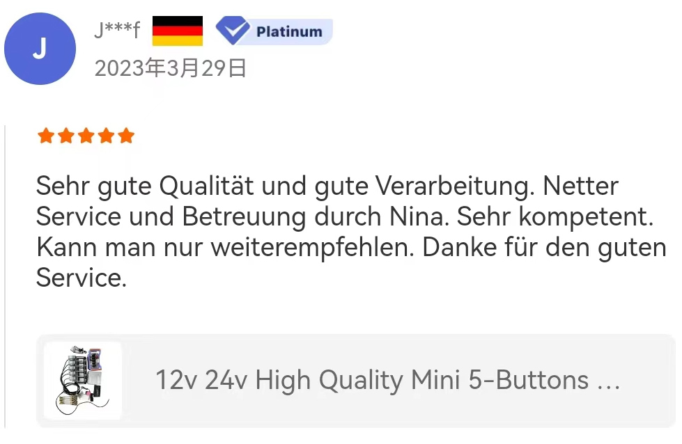 German customer's review of our industrial remote control products.